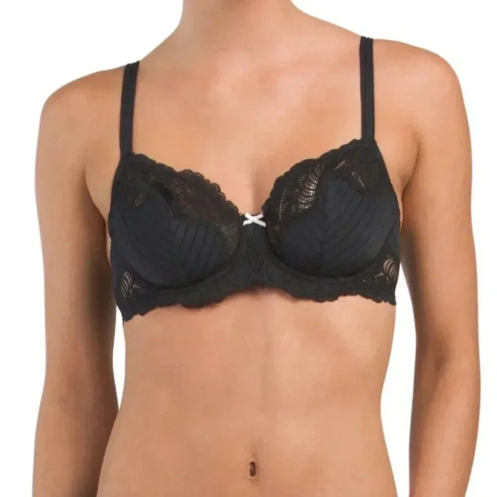 36DD Paramour 115353 Stripe Delight UW Bra Black NWT‎